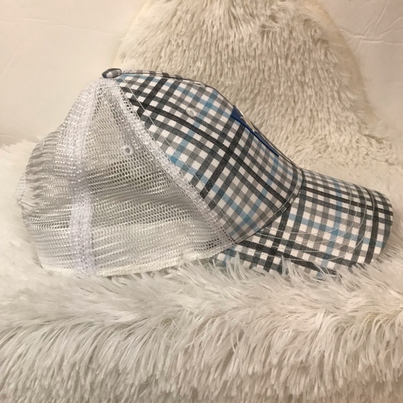 Guy Harvey blue white gray plaid hat fishing cap - Picture 3 of 8